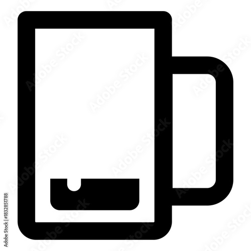 Stacked Mugs Icon – A simple line-style illustration showing two overlapping mugs, perfect for representing coffee breaks, drink refills, shared beverages, cafés, hospitality, or multiple drink servin