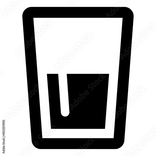 Glass with Liquid Icon – A clean and minimal beverage illustration depicting a drinking glass partially filled with liquid, ideal for representing drinks, hydration, refreshment, and beverage-related 
