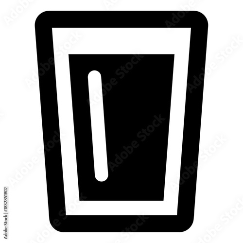 Filled Glass Icon – A simple, bold beverage illustration showing a drinking glass filled with liquid, perfect for representing drinks, hydration, refreshment, or beverage-related concepts.
