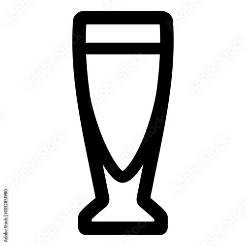 A sleek, tall cocktail glass icon with a narrow base and wide rim, representing martinis, cocktails, or elegant bar drinks in a clean modern outline style.
