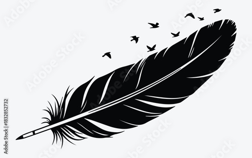 Flying Birds Feather Clipart Design