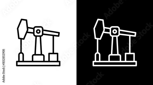 Oil Pump Jack  White Icon Set Design