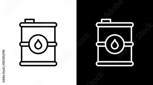 Oil Barrel  White Icon Set Design