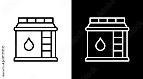 Oil Storage Tank  White Icon Set Design