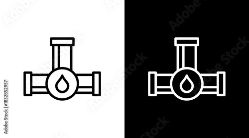 Oil Pipeline  White Icon Set Design