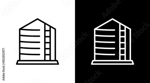 Storage Silo  White Icon Set Design