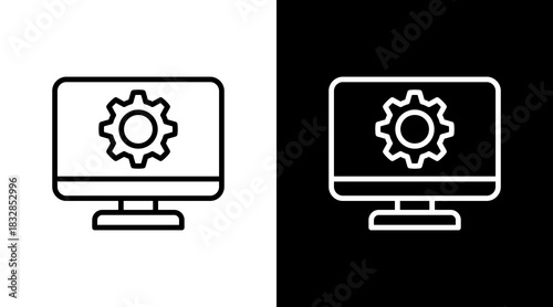 Monitoring Screen  White Icon Set Design