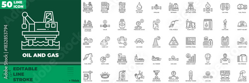 Oil And Gas Line Editable Icons set