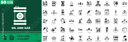 Oil And Gas Duotone Editable Icons set
