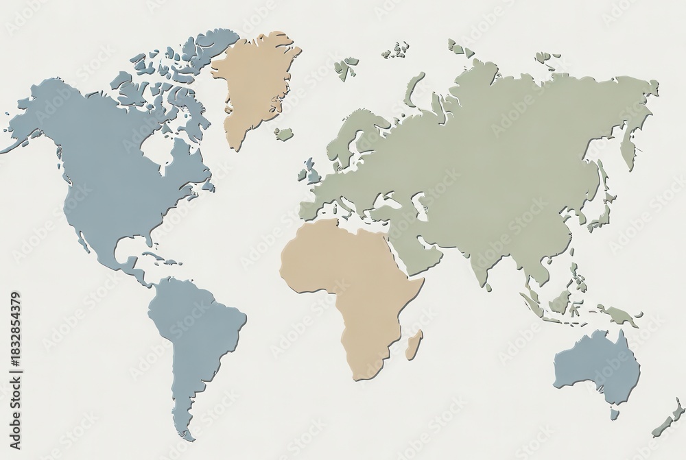 Obraz premium Minimalist world map outline with soft contours 