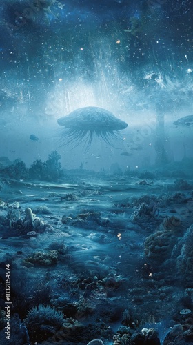 An otherworldly ocean landscape teeming with life