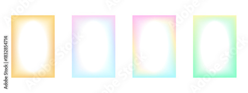 Soft glow gradient frame vector backgrounds with elliptical centers, ideal for social media story templates, phone wallpapers, or graphic design overlays and textures.