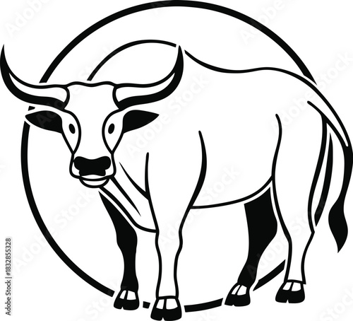 Modern bull silhouette logo isolated on transparent background