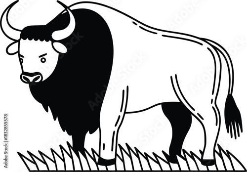 Standing bull silhouette isolated on transparent background