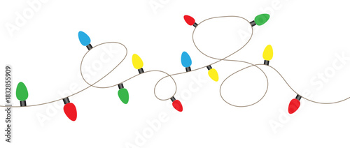 Christmas lights tangled garland with colorful bulbs