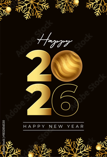 Golden Happy New Year 2026 Celebration Design
