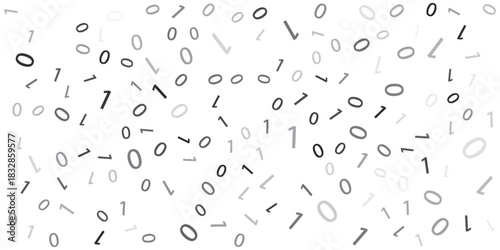 Black and white seamless pattern with binary code. Matrix backdrop. Vector texture.