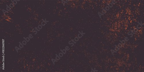 Orange and black grunge urban background with dry rough texture and halftones pattern. Hand drawn punk vector retro banner