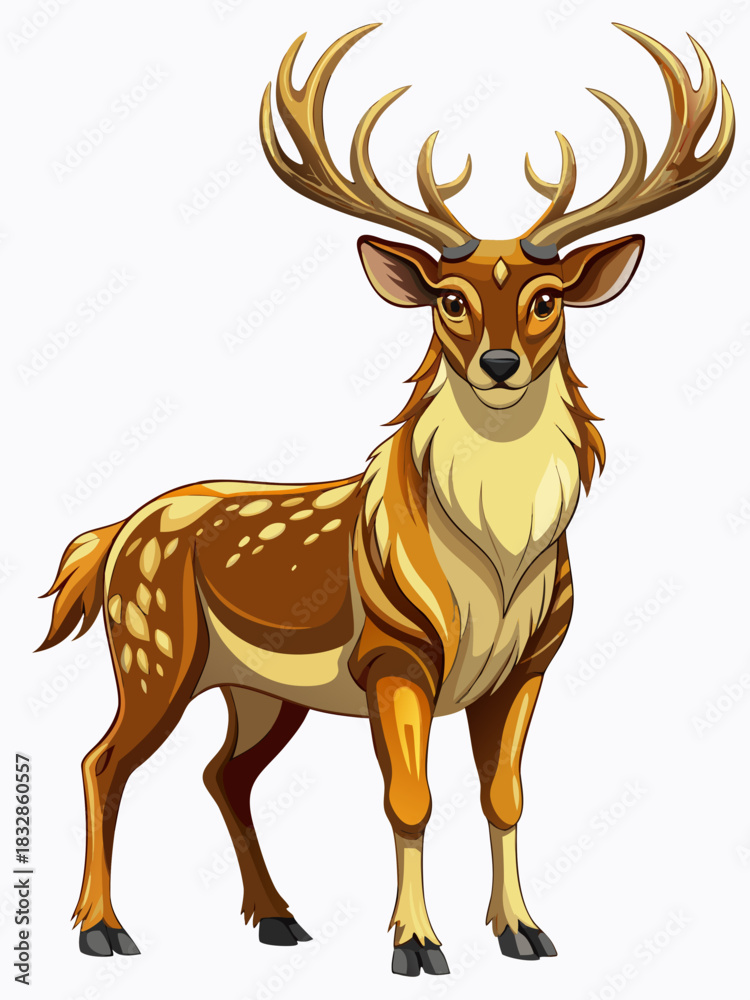 Naklejka premium deer , big horn real, full body , white background