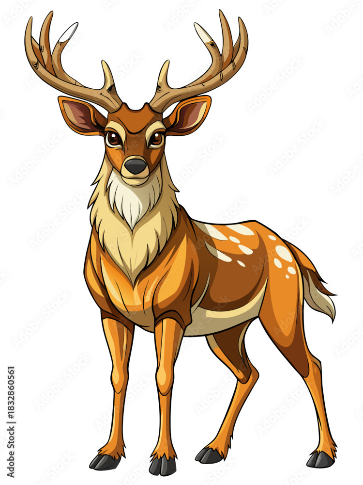 Obraz premium deer , big horn real, full body , white background