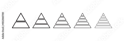 Triangle Pyramid infographic set. strategy, growth, progress, success, Business Pyramid Diagram. Levels of triangular pyramid icon. Flat outline design.