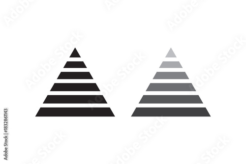 Six Levels of triangular pyramid. Maslow layer diagram. Development level infographic. Business graph. Vector illustration isolated on white background.
