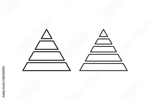 Triangle Pyramid infographic set. strategy, growth, progress, success, Business Pyramid Diagram. Levels of triangular pyramid icon. Flat outline design.