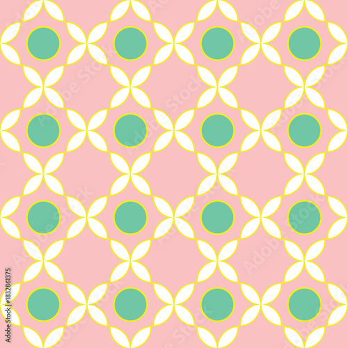 line, shape, tile, ornament, floral, fabric, repeat, circle, textile, illustration, seamless, vector, pattern, design, geometric, decoration, wallpaper, texture, art, decor, retro, vintage, flower, 
