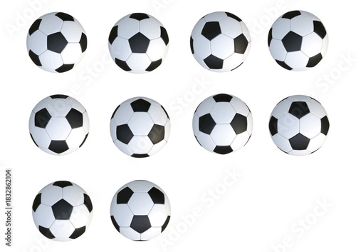 Some directions 3D soccer ball as isolated vector objects and layers created by 3D modeling.