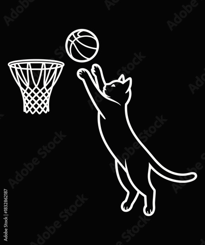 Cats Playing Basketball Funny Cat And Basketball Lover Kitty