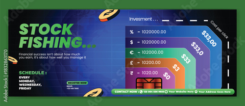 Stock fishing concept with price tiers and fishing lures