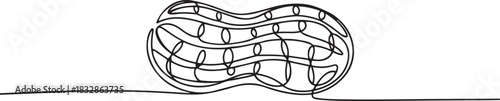 One single line drawing of whole healthy organic peanut for farm logo identity, Abstract Walnut Beans Peanuts, continuous single one line art hand drawing sketch logo. one line Icon drawing