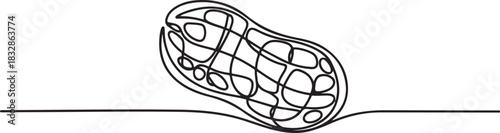 One single line drawing of whole healthy organic peanut for farm logo identity, Abstract Walnut Beans Peanuts, continuous single one line art hand drawing sketch logo. one line Icon drawing