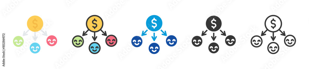 Obraz premium beneficiary icon set multi style various collection