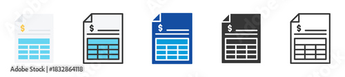 account statement icon set multi style various collection