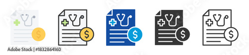 health care expense icon set multi style various collection