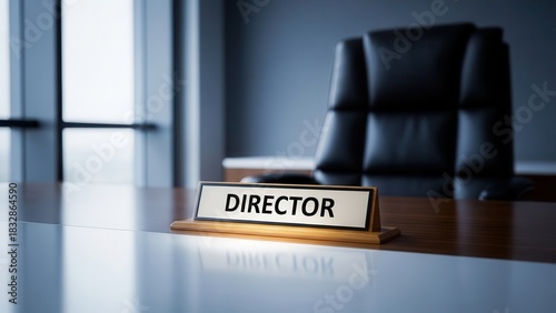 Executive office with DIRECTOR nameplate conveys leadership and success