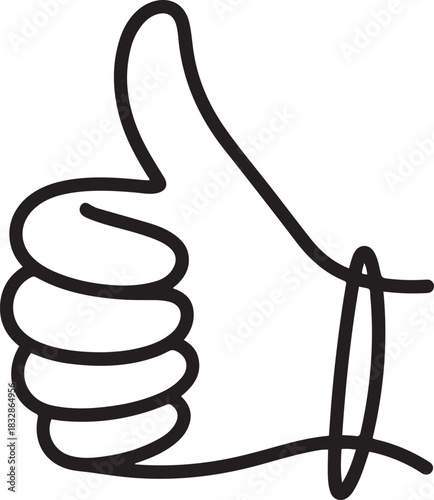 Continuous one line drawing of like hand showing thumb up. Vector illustration, One line drawing of hand showing great sign. Continuous line finger up. one line Icon drawing