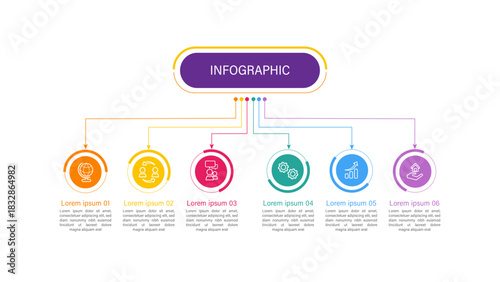 Vector infographic label design with circle infographic template design and 4-5-6 options or steps. Can be used for process diagram, presentations, workflow layout, banner, flow chart, info graph.