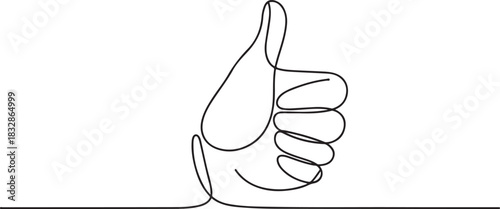 Continuous one line drawing of like hand showing thumb up. Vector illustration, One line drawing of hand showing great sign. Continuous line finger up. one line Icon drawing