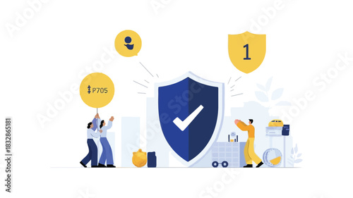 Award winning safety record celebration with shield and colorful abstract elements