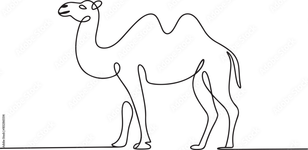 Fototapeta premium Eid ul adha concept camel Continuous one line art. one line Icon drawing