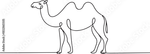Eid ul adha concept camel Continuous one line art. one line Icon drawing