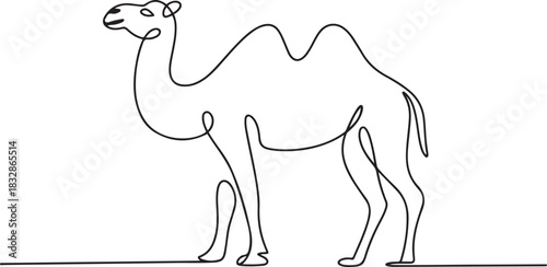 Eid ul adha concept camel Continuous one line art. one line Icon drawing