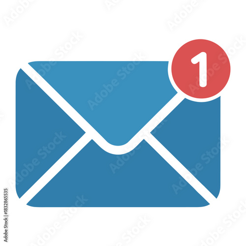 An email icon with a notification badge indicates one new message awaiting attention.