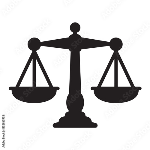Scales of justice vector icon simple flat glyph design isolated on white background for law and legal concepts