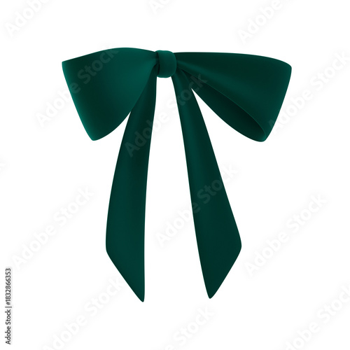 Elegant green bow isolated on white background, perfect for holiday designs