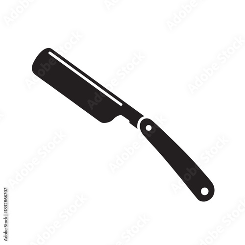 Straight razor vector icon simple flat glyph design isolated on white background for barber shop or grooming service