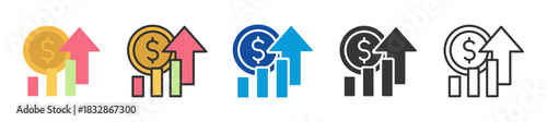 economic growth icon set multi style various collection