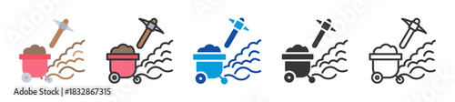 mining icon set multi style various collection